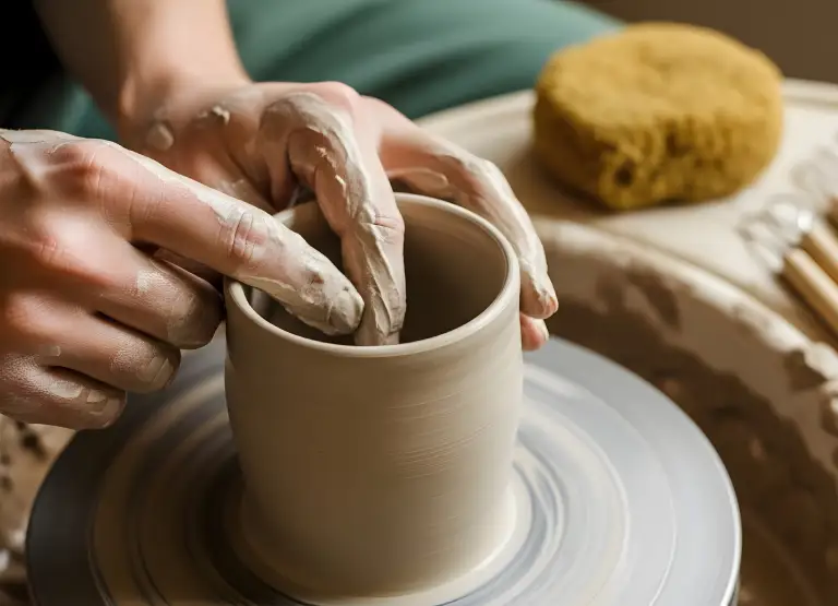 Ateliers tournage et modelage des différentes terres : grès, argile